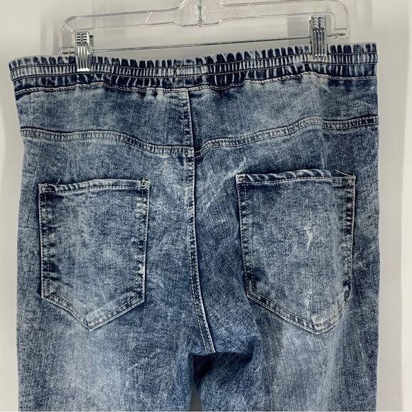 Dazi Size 2X Acid Wash Destroyed Denim Joggers - Picture 7 of 11